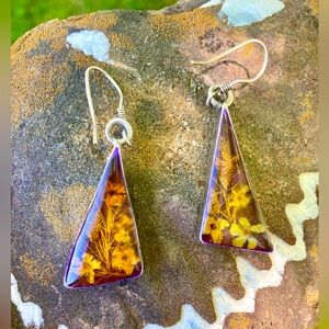 🌼VTG Sterling Pressed Flower Earrings
